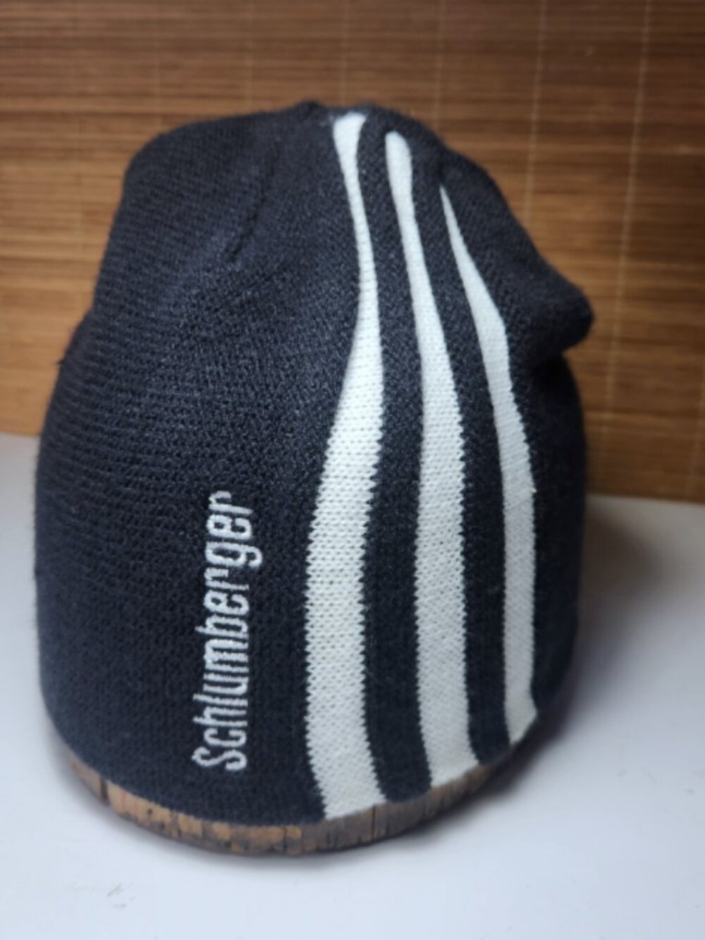 Schlumberger AJM Beanie Hat Black White Striped Oilfield Promo Watch Cap Toque